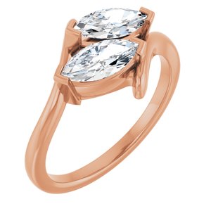 14K Rose Gold 8x4 mm Marquise Two-Stone Engagement Ring. 122928:621:P