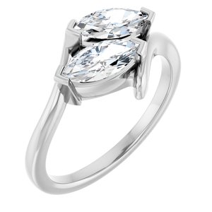 14K White Gold 8x4 mm Marquise Two-Stone Engagement Ring. 122928:622:P