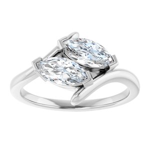 14K White Gold 8x4 mm Marquise Two-Stone Engagement Ring. 122928:622:P