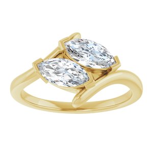 14K Yellow Gold 8x4 mm Marquise Two-Stone Engagement Ring. 122928:620:P