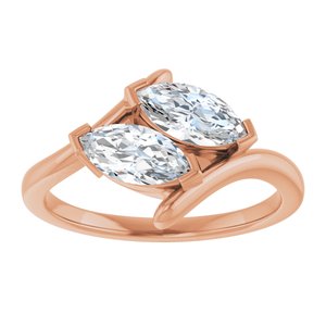 14K Rose Gold 8x4 mm Marquise Two-Stone Engagement Ring. 122928:621:P