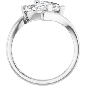 14K White Gold 8x4 mm Marquise Two-Stone Engagement Ring. 122928:622:P