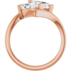 14K Rose Gold 8x4 mm Marquise Two-Stone Engagement Ring. 122928:621:P
