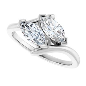 14K White Gold 8x4 mm Marquise Two-Stone Engagement Ring. 122928:622:P