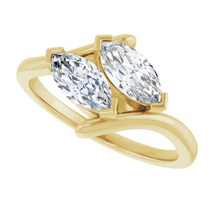 14K Yellow Gold 8x4 mm Marquise Two-Stone Engagement Ring. 122928:620:P