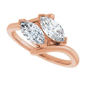 14K Rose Gold 8x4 mm Marquise Two-Stone Engagement Ring. 122928:621:P
