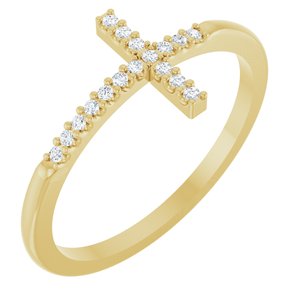 14K Yellow Gold .07 CTW Diamond Sideways Cross Ring