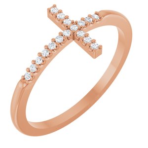 14K Rose Gold .07 CTW Diamond Sideways Cross Ring