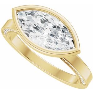 14K Yellow Gold 12x6 mm Marquise 1/3 CTW Diamond Bezel-Set Accented Engagement Ring. 689530:624:P