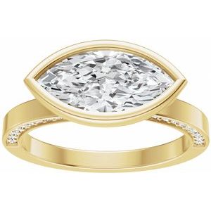 14K Yellow Gold 12x6 mm Marquise 1/3 CTW Diamond Bezel-Set Accented Engagement Ring. 689530:624:P