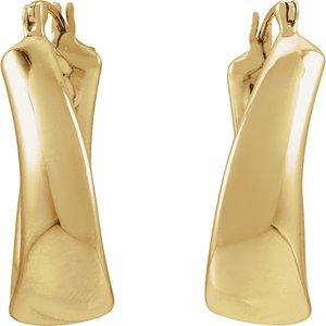 14K Yellow Gold Electroform Puffed 25 mm Hoop Earrings