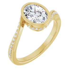 14K Yellow Gold 8x6 mm Oval Bezel-Set Accented Engagement Ring. 127217:421:P