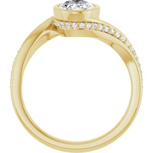 14K Yellow Gold 8x6 mm Oval Bezel-Set Accented Engagement Ring. 127217:421:P