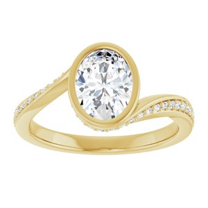 14K Yellow Gold 8x6 mm Oval Bezel-Set Accented Engagement Ring. 127217:421:P
