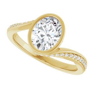14K Yellow Gold 8x6 mm Oval Bezel-Set Accented Engagement Ring. 127217:421:P