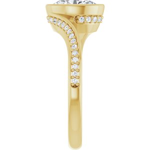 14K Yellow Gold 8x6 mm Oval Bezel-Set Accented Engagement Ring. 127217:421:P