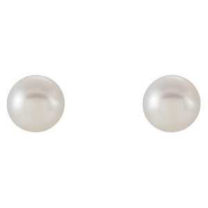 14K White Gold Cultured White Freshwater Pearl Earrings