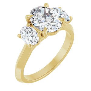 14K Yellow Gold 9x7 mm Oval Three-Stone Engagement Ring 127275:1009:P