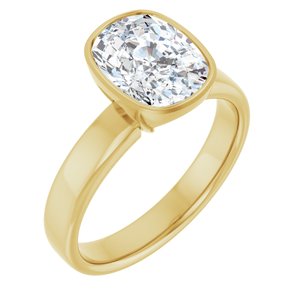 14K Yellow Gold 2 1/2 CTW Bezel-Set Elongated Cushion Solitaire Engagement Ring. 127432:LG6004:P