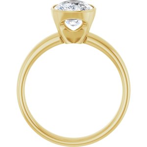 14K Yellow Gold 2 1/2 CTW Bezel-Set Elongated Cushion Solitaire Engagement Ring. 127432:LG6004:P