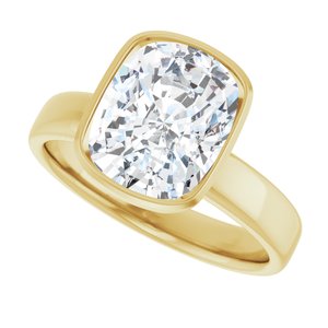 14K Yellow Gold 3 3/8 CTW Elongated Cushion Bezel-Set Solitaire Engagement Ring. 127432:LG6005:P