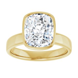 14K Yellow Gold 3 3/8 CTW Elongated Cushion Bezel-Set Solitaire Engagement Ring. 127432:LG6005:P