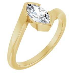 14K Yellow Gold 8.5x4.5 mm Marquise Half Bezel-Set Solitaire Engagement Ring. 127195:1320:P