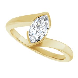 14K Yellow Gold 8.5x4.5 mm Marquise Half Bezel-Set Solitaire Engagement Ring. 127195:1320:P