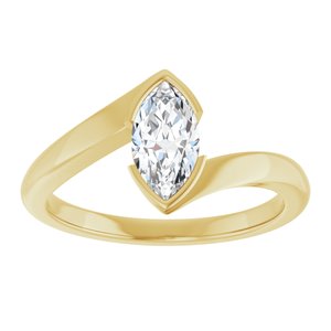 14K Yellow Gold 8.5x4.5 mm Marquise Half Bezel-Set Solitaire Engagement Ring. 127195:1320:P