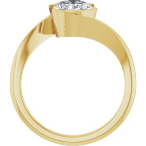 14K Yellow Gold 9x7 mm Oval Half Bezel-Set Solitaire Engagement Ring. 127195:975:P