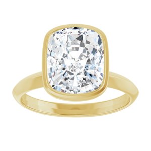 14K Yellow Gold 10x8 mm Elongated Cushion Bezel-Set Solitaire Engagement Ring. 126902:176:P
