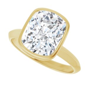 14K Yellow Gold 10x8 mm Elongated Cushion Bezel-Set Solitaire Engagement Ring. 126902:176:P