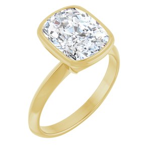 14K Yellow Gold 10x8 mm Elongated Cushion Bezel-Set Solitaire Engagement Ring. 126902:176:P