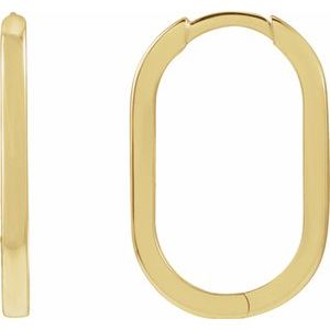 14K Yellow Gold Elongated Oval 20 mm Hoop Earrings