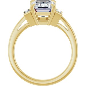 14K Yellow Gold 10x7 mm Emerald Three-Stone Engagement Ring. 127304:3087:P