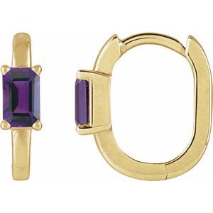14K Yellow Gold Natural Amethyst 13 mm Hoop Earrings. 88912:107:P