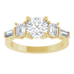 14K Yellow Gold 6.5 mm Round Accented Engagement Ring. 127369:103:P