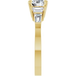 14K Yellow Gold 6.5 mm Round Accented Engagement Ring. 127369:103:P