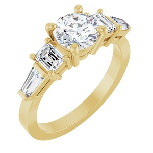 14K Yellow Gold 6.5 mm Round Accented Engagement Ring. 127369:103:P