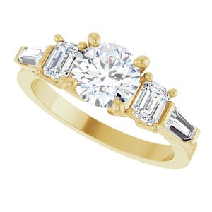14K Yellow Gold 6.5 mm Round Accented Engagement Ring. 127369:103:P