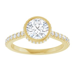 14K Yellow Gold 6.5 mm Round Hidden Halo-Style Accented Engagement Ring. 127276:1321:P