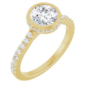 14K Yellow Gold 6.5 mm Round Hidden Halo-Style Accented Engagement Ring. 127276:1321:P
