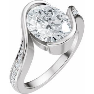 14K White Gold 10x8 mm Oval 1/6 CTW Diamond Accented Engagement Ring. 689527:634:P