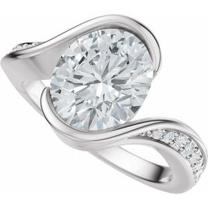 14K White Gold 10x8 mm Oval 1/6 CTW Diamond Accented Engagement Ring. 689527:634:P