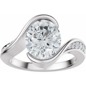 14K White Gold 10x8 mm Oval 1/6 CTW Diamond Accented Engagement Ring. 689527:634:P