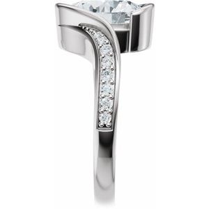 14K White Gold 10x8 mm Oval 1/6 CTW Diamond Accented Engagement Ring. 689527:634:P