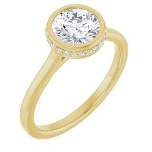 14K Yellow Gold 6.5 mm Round Hidden Halo-Style Engagement Ring. 127280:105:P
