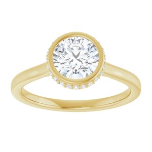 14K Yellow Gold 6.5 mm Round Hidden Halo-Style Engagement Ring. 127280:105:P