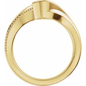 14K Yellow Gold 6.5 mm Round Half Bezel-Set Bypass Accented Solitaire Engagement Ring. 689529:600:P