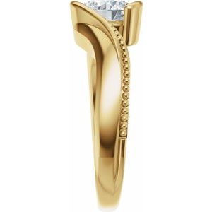 14K Yellow Gold 6.5 mm Round Half Bezel-Set Bypass Accented Solitaire Engagement Ring. 689529:600:P